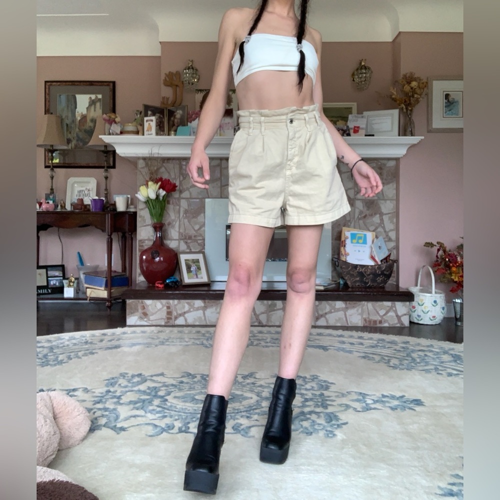 Zara Paperbag waist denim shorts